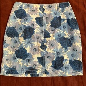 Floral Blue and Cream Women's Skirt